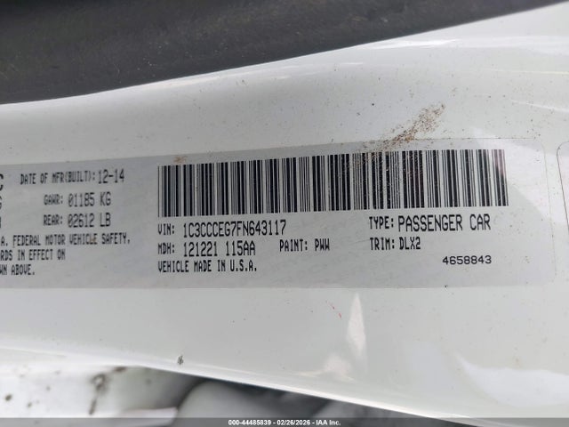 2015 Chrysler 200 C მანქანა იყიდება აუქციონზე, vin: 1C3CCCEG7FN643117, აუქციონის ნომერი: 44485839