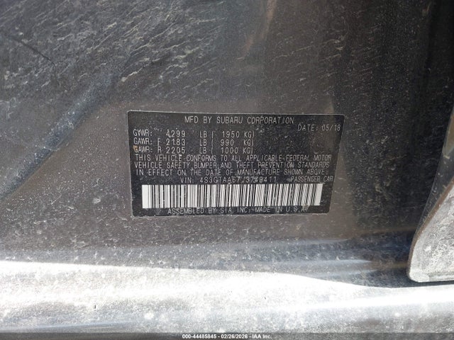 44485845 :رقم المزاد ، 4S3GTAA67J3749411 vin ، 2018 Subaru Impreza 2.0i مزاد بيع