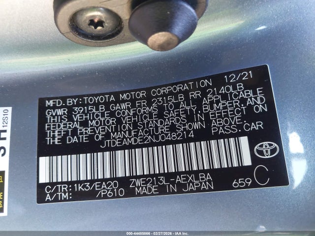 Toyota Corolla Hybrid Le 2022 JTDEAMDE2NJ048214 Image 9