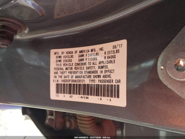 1HGCR3F09HA038121 Honda Accord Ex-l V6