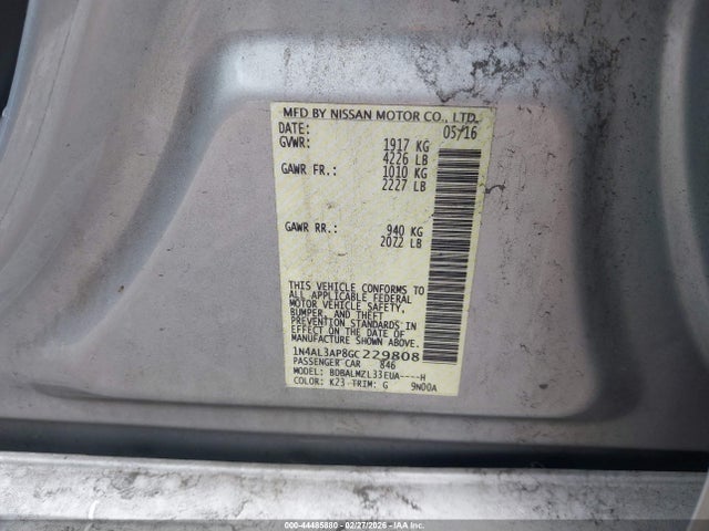 1N4AL3AP8GC229808 Nissan Altima 2.5 Sv