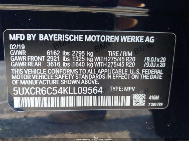 Продаж на аукціоні авто 2019 Bmw X5 Xdrive40i, vin: 5UXCR6C54KLL09564, номер лоту: 44485913