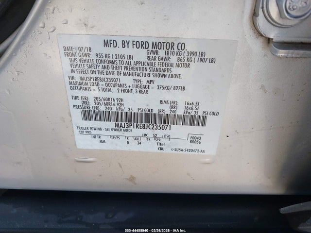 MAJ3P1RE8JC235071 Ford ECOSPORT S