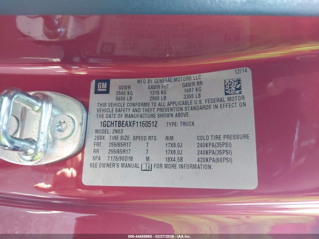 Продажа на аукционе авто 2015 Chevrolet Colorado Lt, vin: 1GCHTBEAXF1160512, номер лота: 44485965