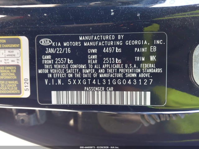 5XXGT4L31GG043127 KIA Optima Lx