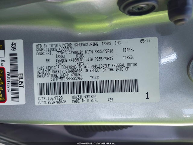 5TFRY5F15HX225966 Toyota Tundra Sr5 5.7l V8