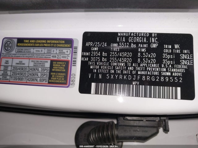 2024 KIA SORENTO 5XYRKDJF8RG289552 Photo 8