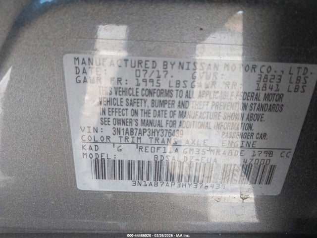 3N1AB7AP3HY376439 Nissan SENTRA SV