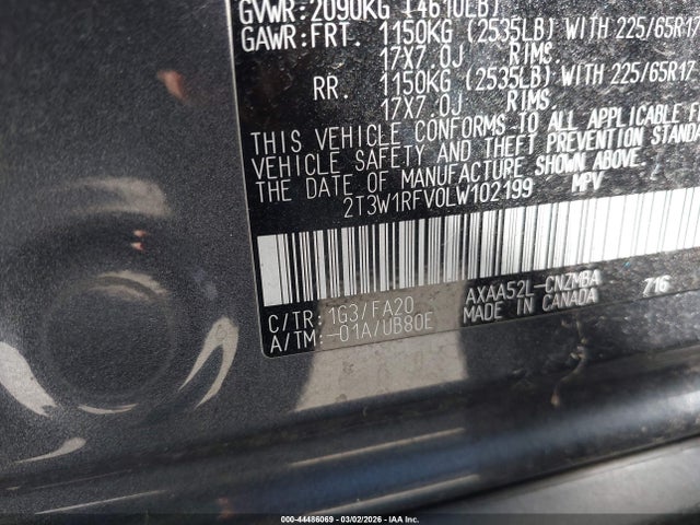 2T3W1RFV0LW102199 Toyota Rav4 Xle