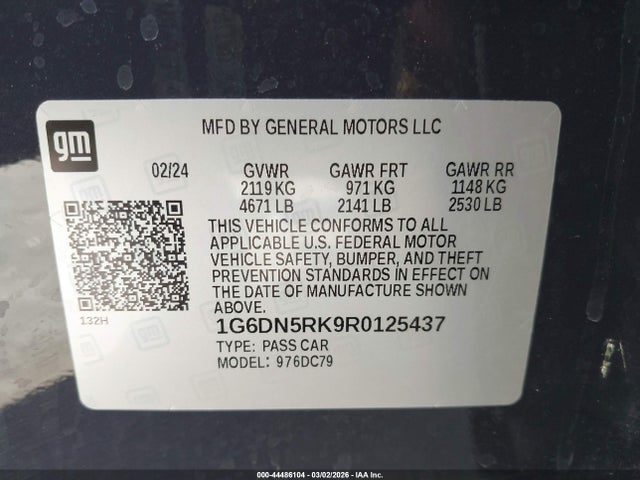 Продаж на аукціоні авто 2024 Cadillac Ct5 Premium Luxury, vin: 1G6DN5RK9R0125437, номер лоту: 44486104