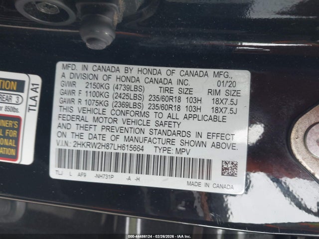 Honda Cr-v Awd Ex-l 2020 2HKRW2H87LH615664 Image 9