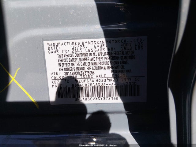 3N1AB8CVXSY375958 Nissan SENTRA SV