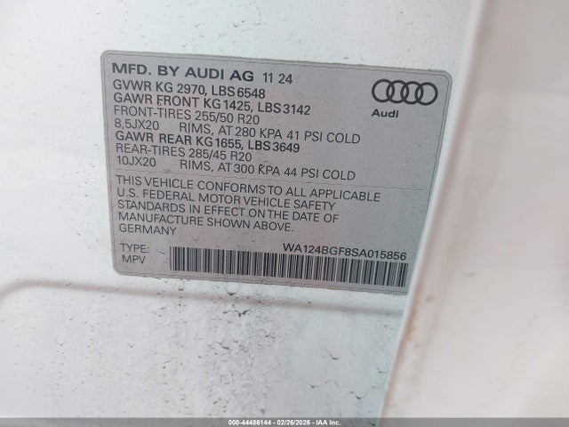WA124BGF8SA015856 Audi Q6 E-tron Premium Plus Quattro