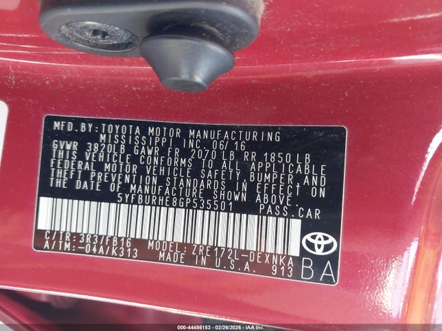 Toyota Corolla Le Plus 2016 5YFBURHE8GP535501 Image 9