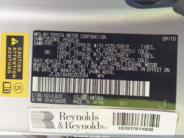 Продажа на аукционе авто 2011 Lexus Rx 350, vin: JTJZK1BAXB2003084, номер лота: 44486165
