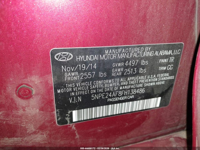 Hyundai SONATA SE 2015 5NPE24AF8FH138486 Image 9