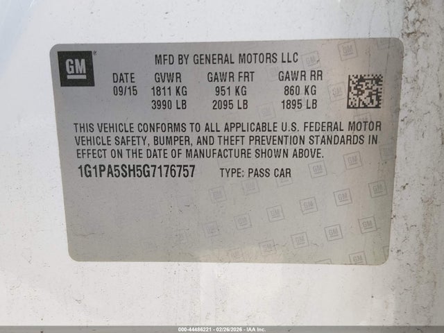 1G1PA5SH5G7176757 Chevrolet Cruze Limited L Manual