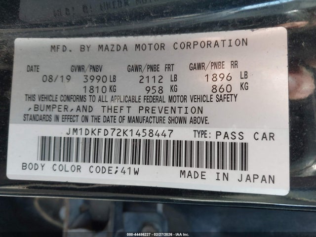 Aukcja sprzedaży 2019 Mazda Cx-3 Grand Touring, vin: JM1DKFD72K1458447, numer aukcji: 44486227