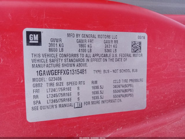 1GAWGEFFXG1315481 Chevrolet Express 2500 Ls