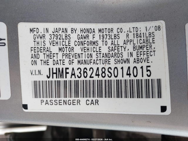 2008 HONDA CIVIC HYBRID JHMFA36248S014015 Photo 8