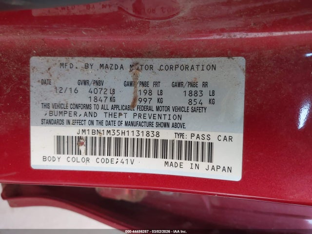 JM1BN1M35H1131838 Mazda Mazda3 Grand Touring