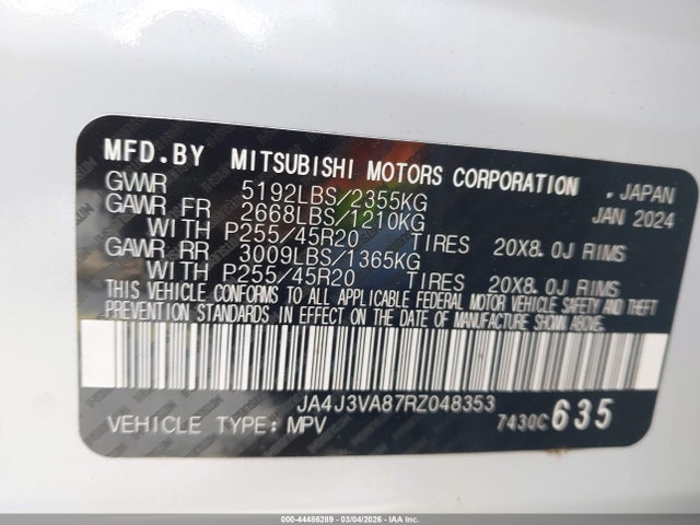 2024 MITSUBISHI OUTLANDER JA4J3VA87RZ048353 Photo 8