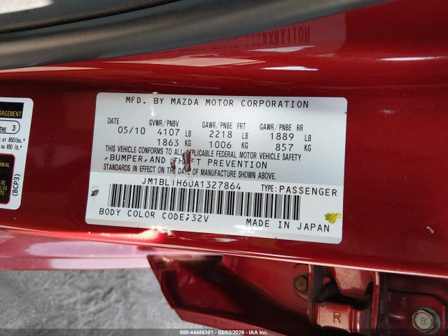 Продаж на аукціоні авто 2010 Mazda Mazda3 S Sport, vin: JM1BL1H60A1327864, номер лоту: 44486301