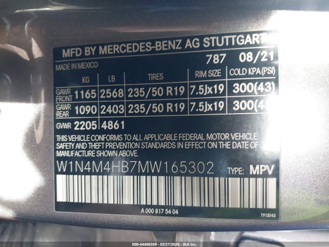 W1N4M4HB7MW165302 Mercedes-Benz Glb 250 4matic