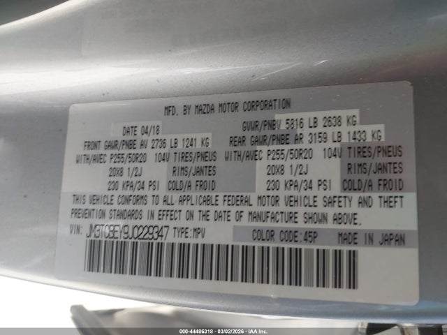 JM3TCBEY9J0229347 Mazda Cx-9 Signature