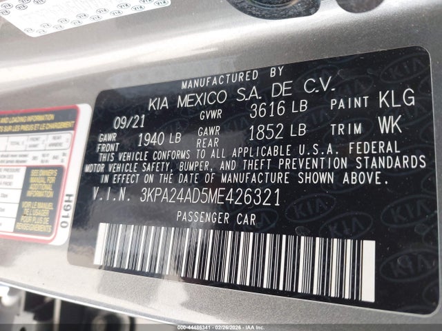 3KPA24AD5ME426321 KIA RIO S