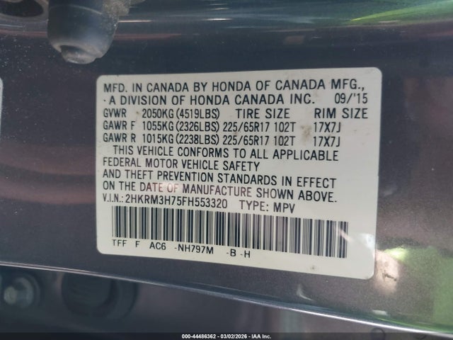Honda Cr-v Ex-l 2015 2HKRM3H75FH553320 Image 9