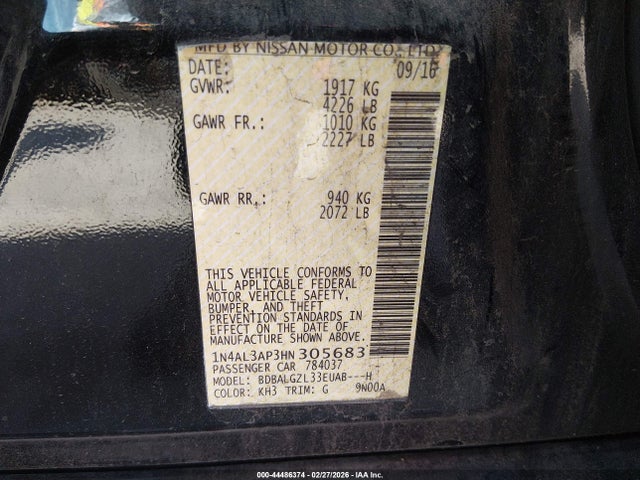 1N4AL3AP3HN305683 Nissan Altima 2.5 S