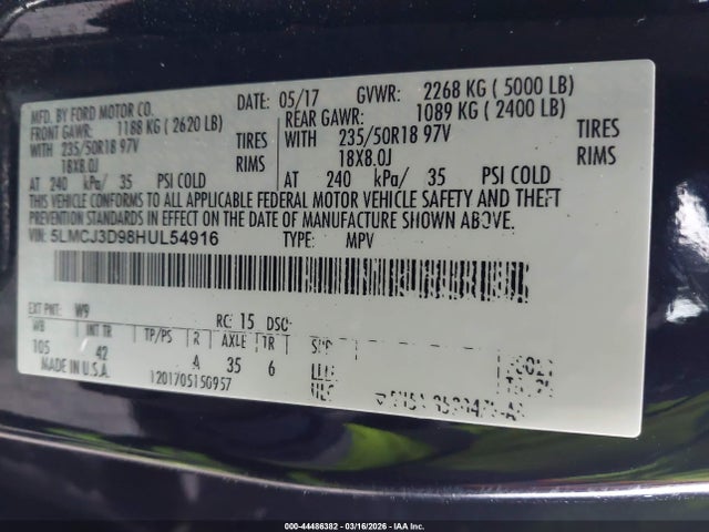 2017 LINCOLN MKC 5LMCJ3D98HUL54916 Photo 8