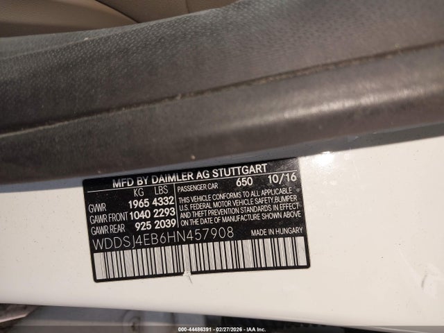 44486391 :رقم المزاد ، WDDSJ4EB6HN457908 vin ، 2017 Mercedes-benz Cla 250 مزاد بيع