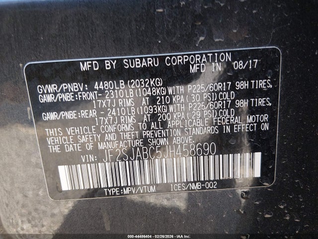 JF2SJABC5JH458690 Subaru Forester 2.5i