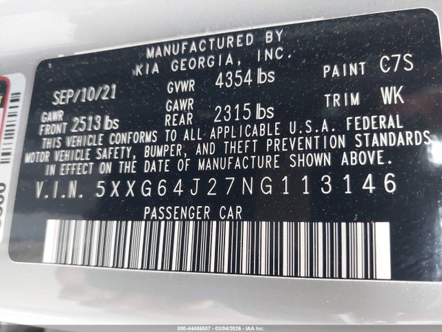 5XXG64J27NG113146 KIA K5 Gt-line