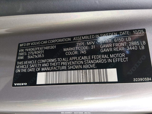 YV4062PE6T1481301 Volvo XC90 PLUS