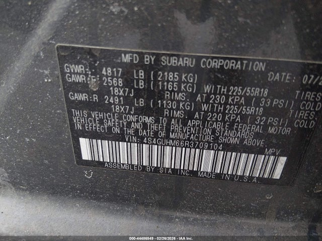 Aukcja sprzedaży 2024 Subaru Crosstrek Limited, vin: 4S4GUHM66R3709104, numer aukcji: 44486549