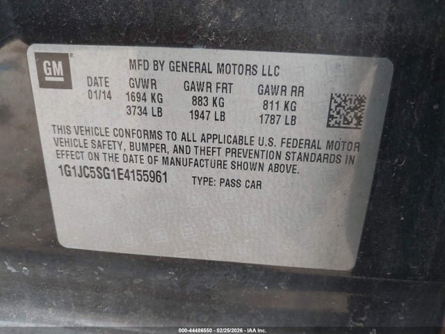 1G1JC5SG1E4155961 Chevrolet Sonic Lt Auto