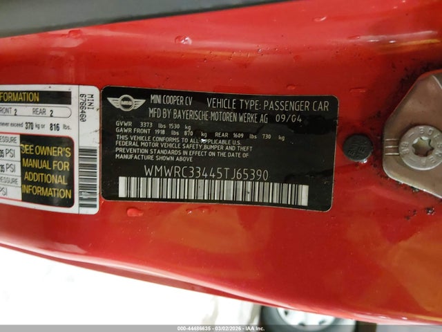 2005 MINI COOPER WMWRC33445TJ65390 Photo 8