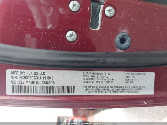 2020 DODGE CHALLENGER 2C3CDZGGXLH191942 Photo 8