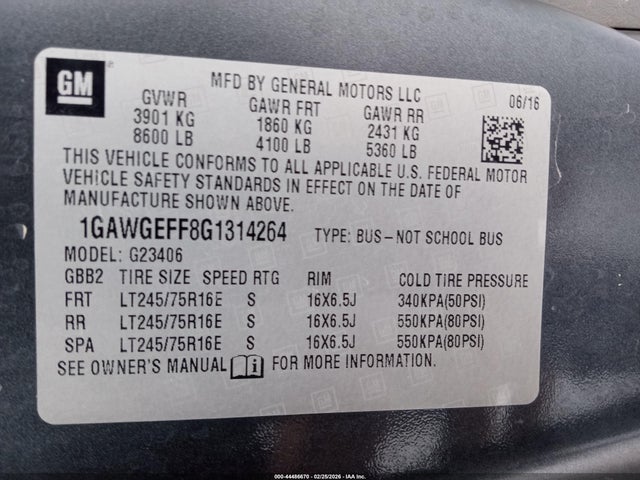 1GAWGEFF8G1314264 Chevrolet Express 2500 Ls