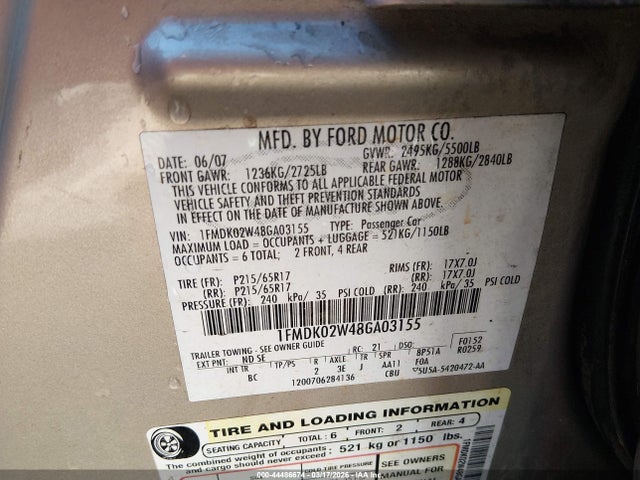 2008 FORD TAURUS X 1FMDK02W48GA03155 Photo 8