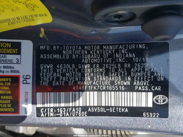 2012 TOYOTA CAMRY 4T4BF1FK7CR165516 Photo 8
