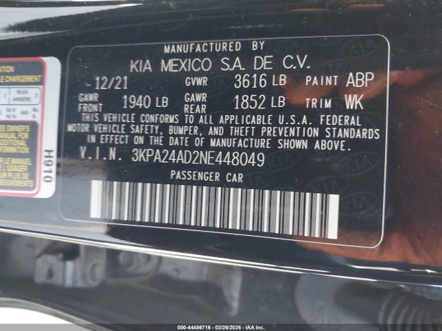3KPA24AD2NE448049 KIA RIO S