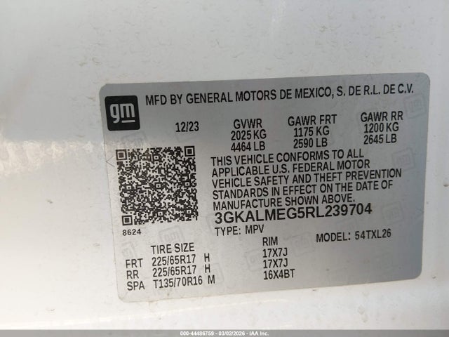 Aukcja sprzedaży 2024 Gmc Terrain Fwd Sle, vin: 3GKALMEG5RL239704, numer aukcji: 44486759