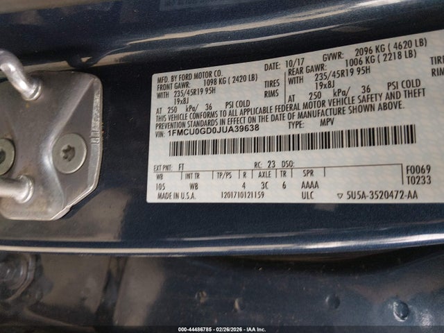 Ford ESCAPE SE 2018 1FMCU0GD0JUA39638 Image 9