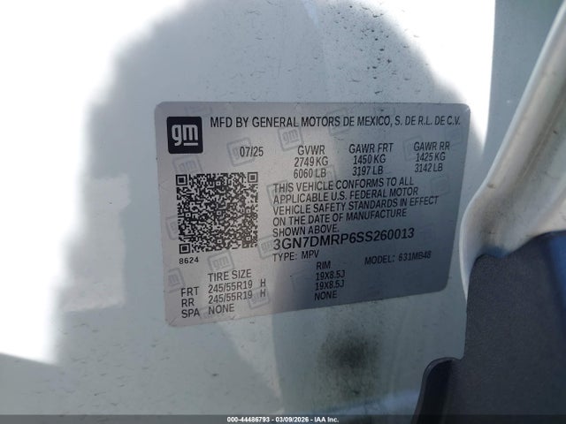 Продаж на аукціоні авто 2025 Chevrolet Equinox Ev Lt 1, vin: 3GN7DMRP6SS260013, номер лоту: 44486793