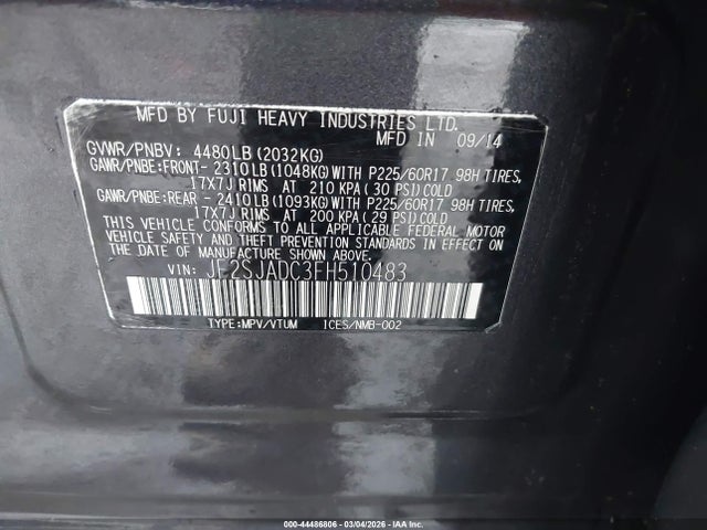 Subaru Forester 2.5i Premium 2015 JF2SJADC3FH510483 Image 9
