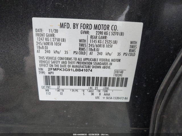 2020 FORD EDGE 2FMPK3G91LBB41074 Photo 8